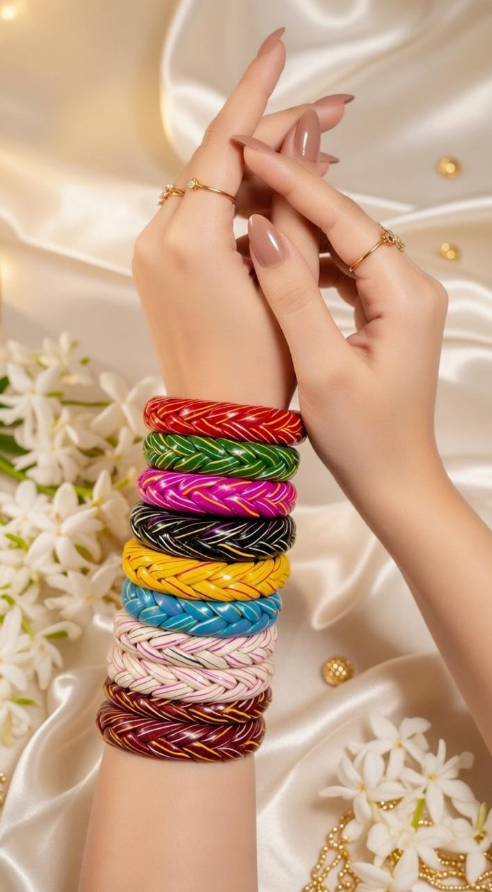 bubblegum Braided lac bangles multicolour lac bangles.