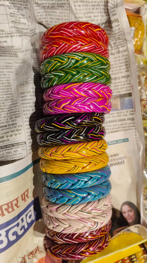 Braided lac bangles multicolour lac bangles.