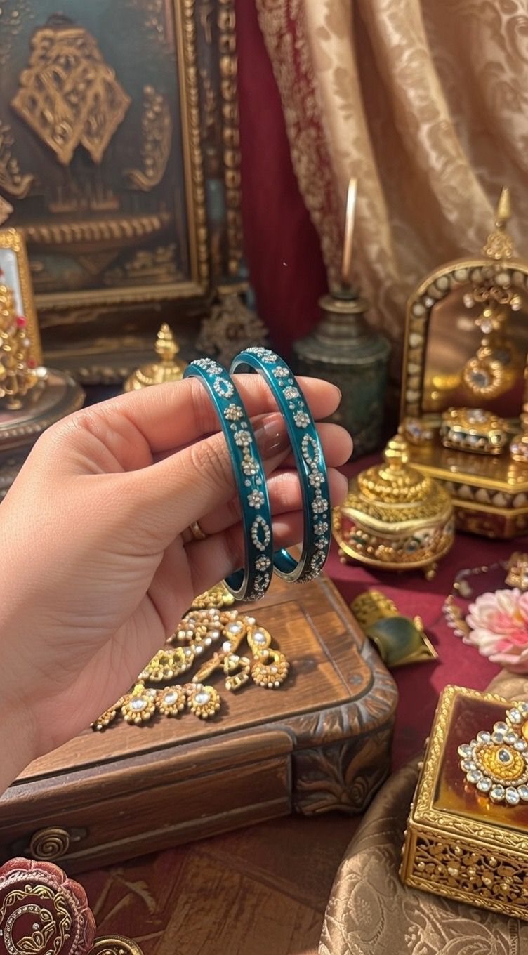 Royal Blue Sparkle Lac Bangles for Wedding & Festival | Handcrafted Indian Jewelry