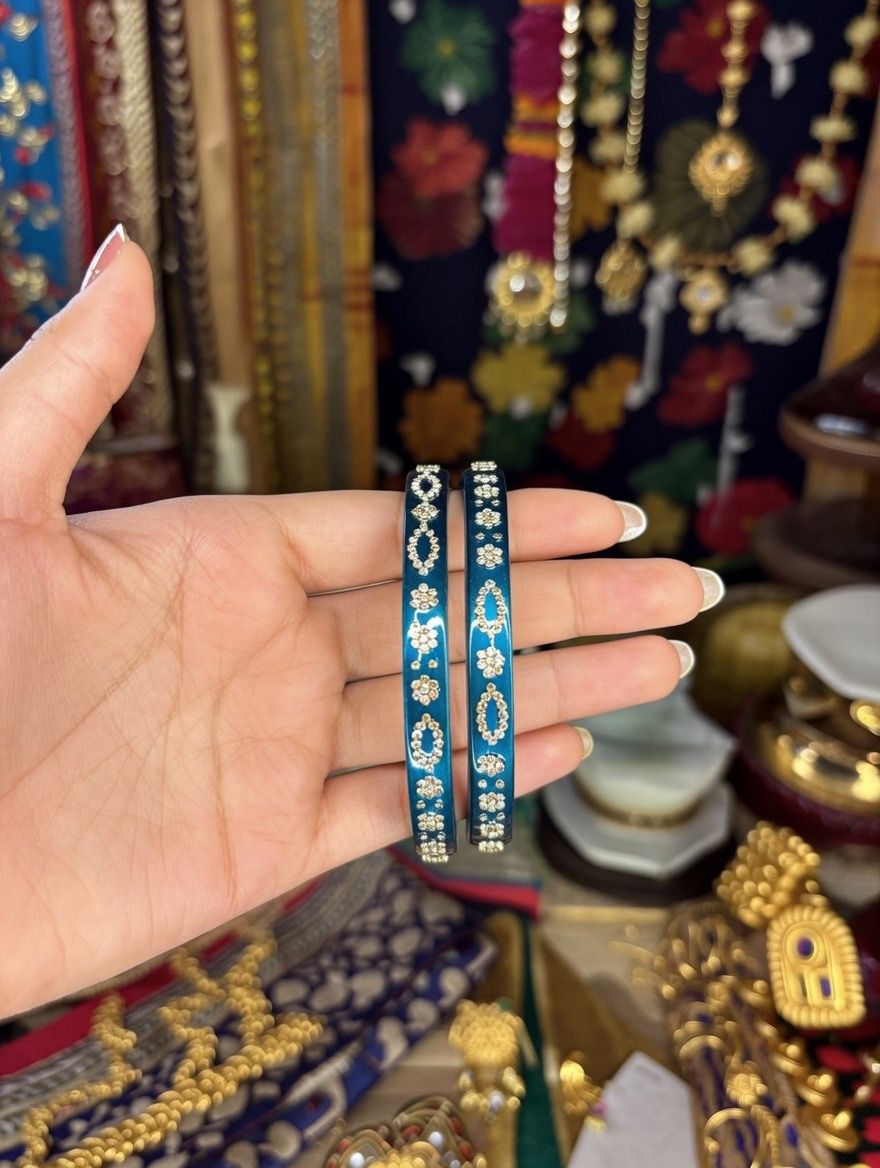 Royal Blue Sparkle Lac Bangles for Wedding & Festival | Handcrafted Indian Jewelry
