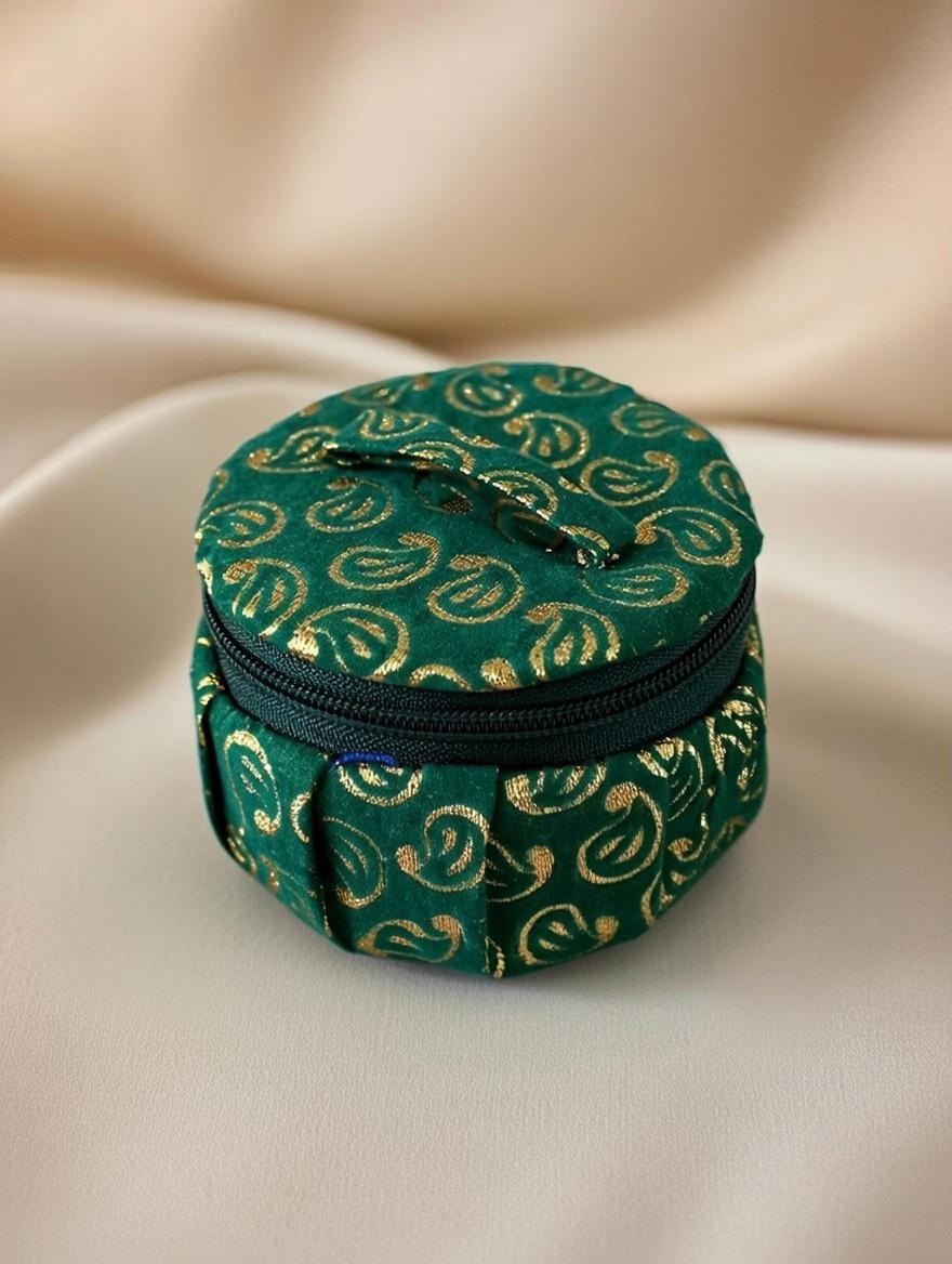 Emerald Paisley Potli Bangle Box for Wedding & Gifting | Handcrafted Jewelry Storage