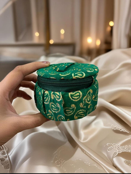 Emerald Paisley Potli Bangle Box for Wedding & Gifting | Handcrafted Jewelry Storage