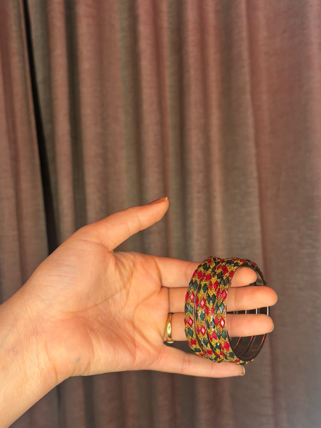 Rang Mahal – Red & Green Stonework Lac Bangles | Handcrafted Bridal Jewelry