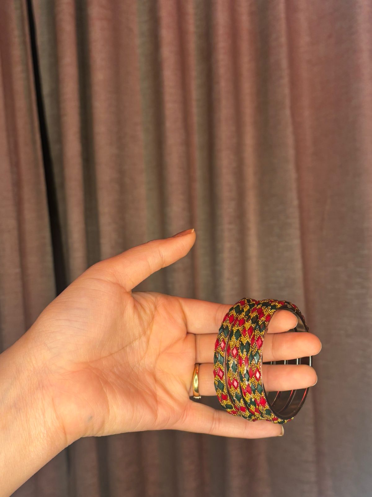 Rang Mahal – Red & Green Stonework Lac Bangles | Handcrafted Bridal Jewelry