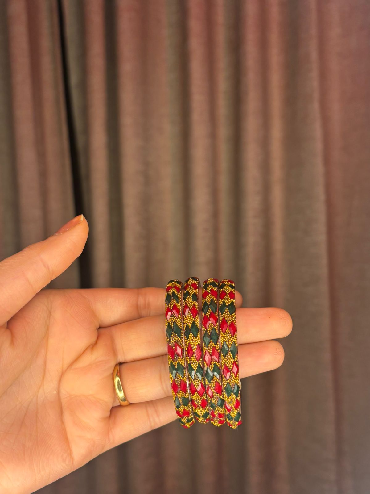 Rang Mahal – Red & Green Stonework Lac Bangles | Handcrafted Bridal Jewelry