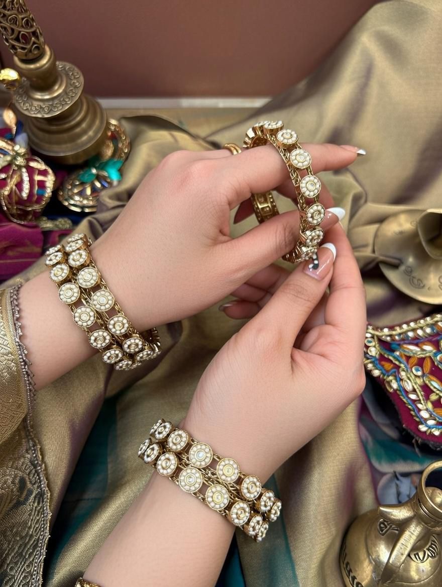 Handcrafted maroon lac bangles with antique gold kada for Indian weddings"