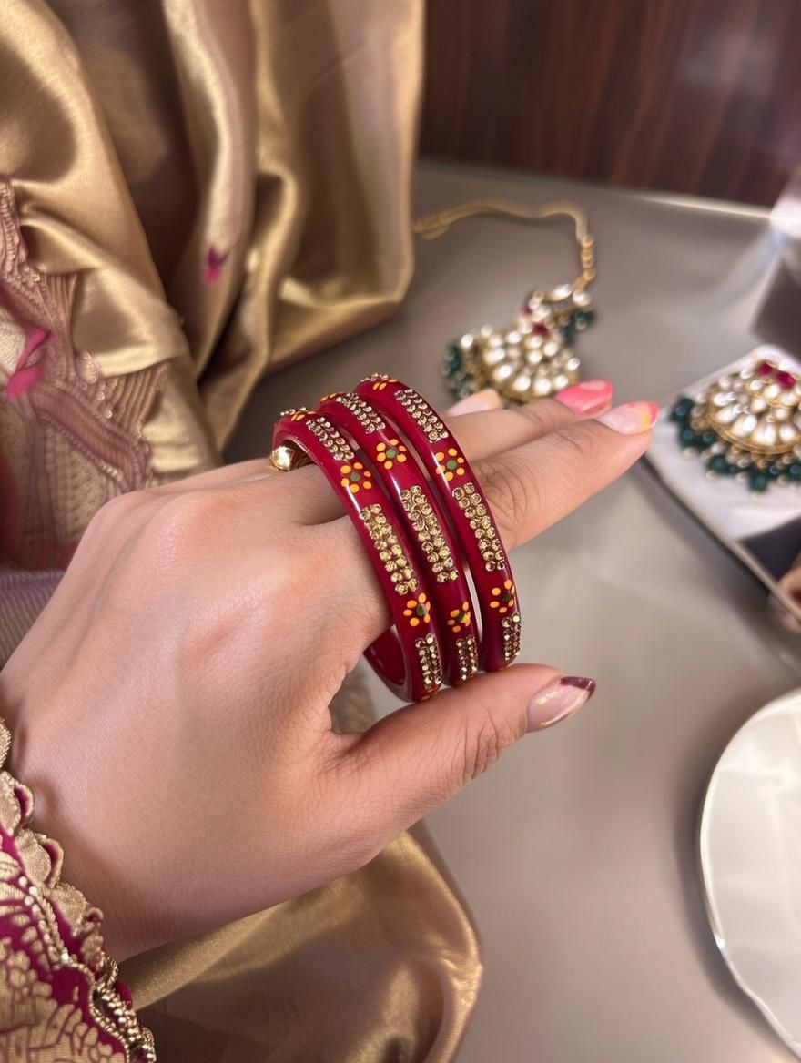 Traditional Deep Red Lac Bangles