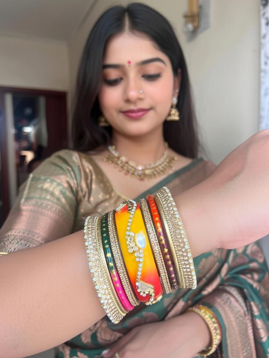 "Vibrant multicolor lac bangles handcrafted for Indian festivals"