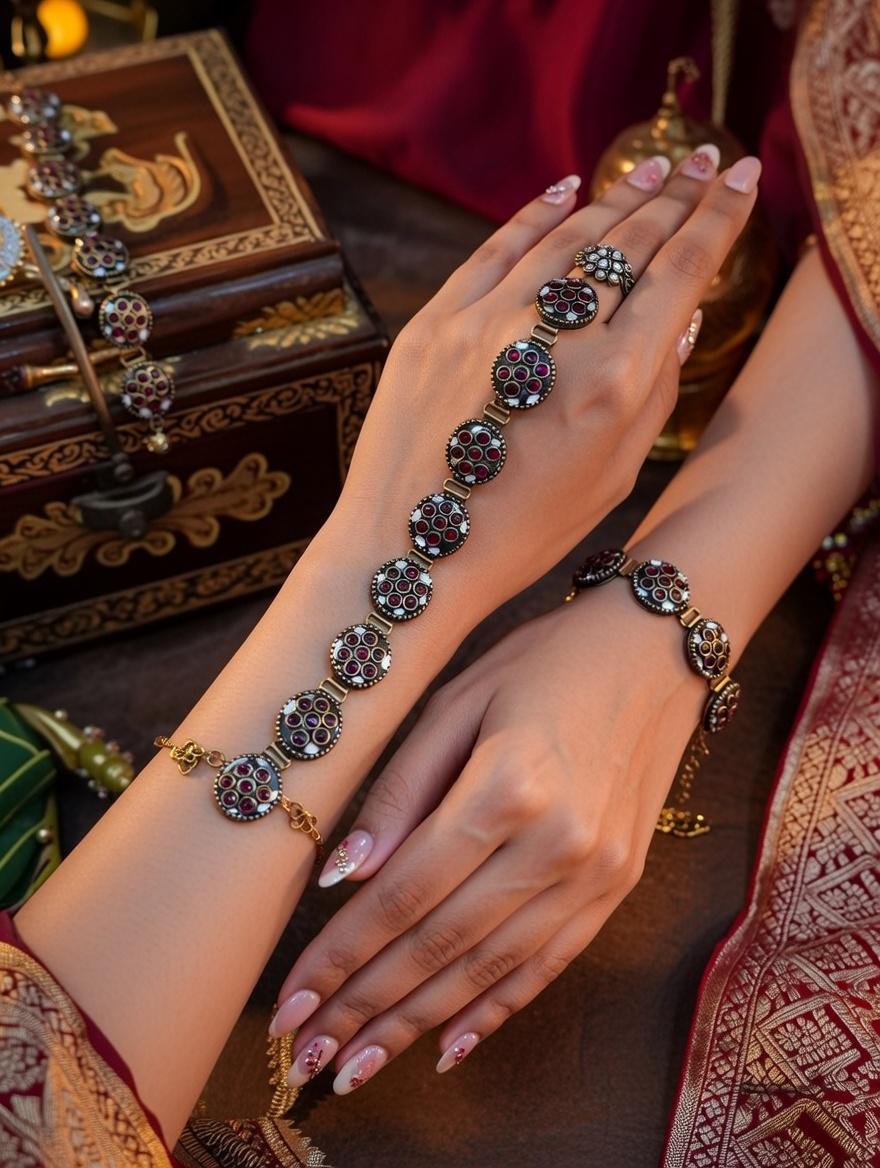 "Bold red lac bracelet statement jewelry handcrafted fusion Indian accessory"