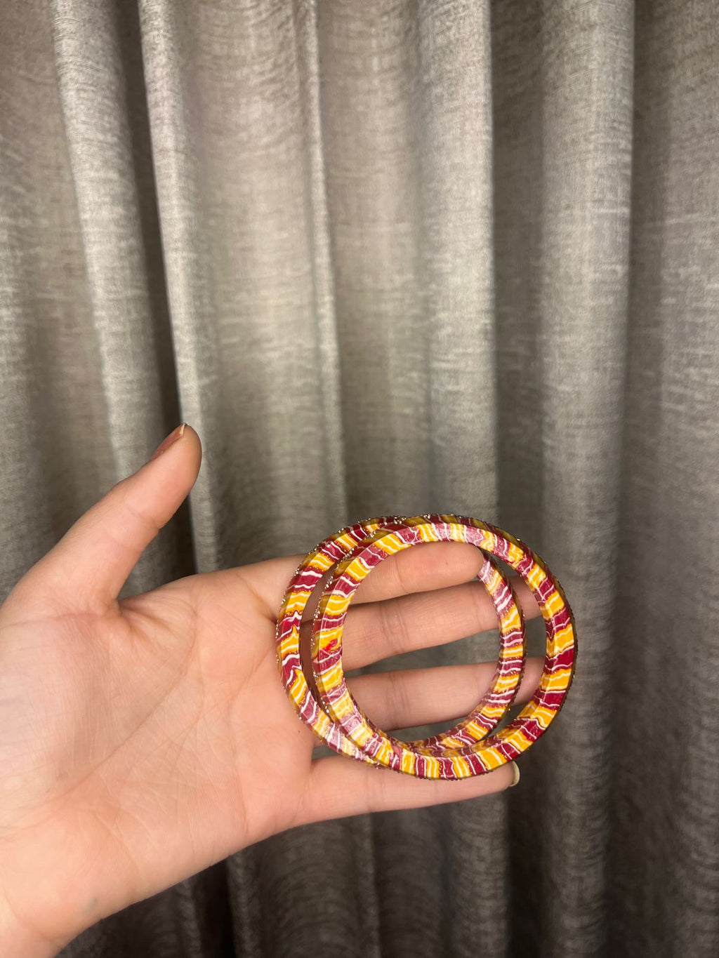 Handcrafted Red & Yellow Diamond Lac Bangles – Festive Shine