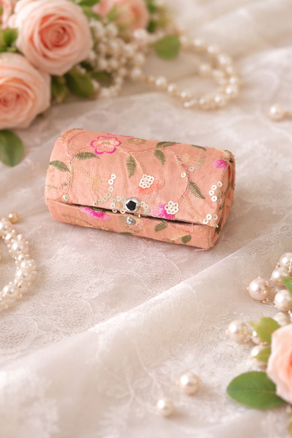 "Handcrafted embroidered bangle organizer perfect for weddings and gifts