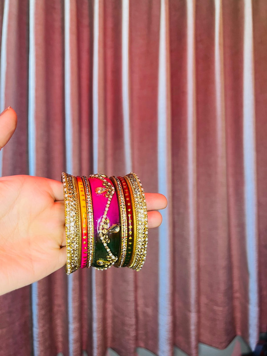 Rajwadi Noor Lac Bangle Stack | Kundan Bridal Chudi Set for Women